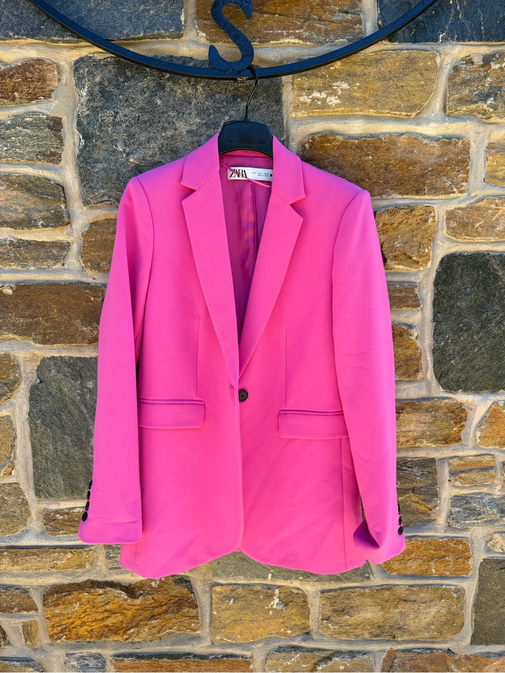 Zara Hot Pink Single-Button Tailored Blazer